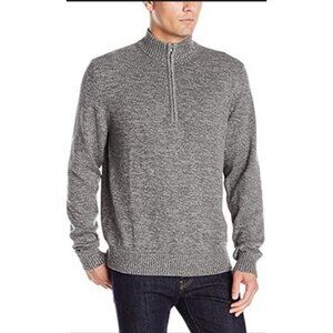 IZOD Sweaters Size XL Men’s 1/4 Zip Neck Heavy Winter Marled Waffle Knit Gray